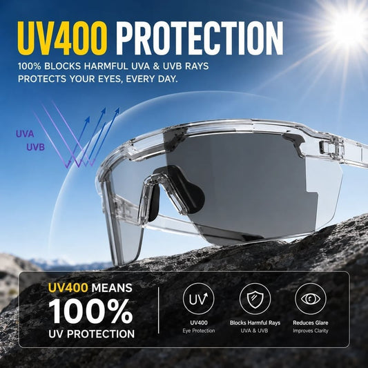 👓☀️UV400 Photochrome, polarisierte Schutzbrille – 🥇Stoßfeste Brille für Outdoor-Sport & Arbeit
