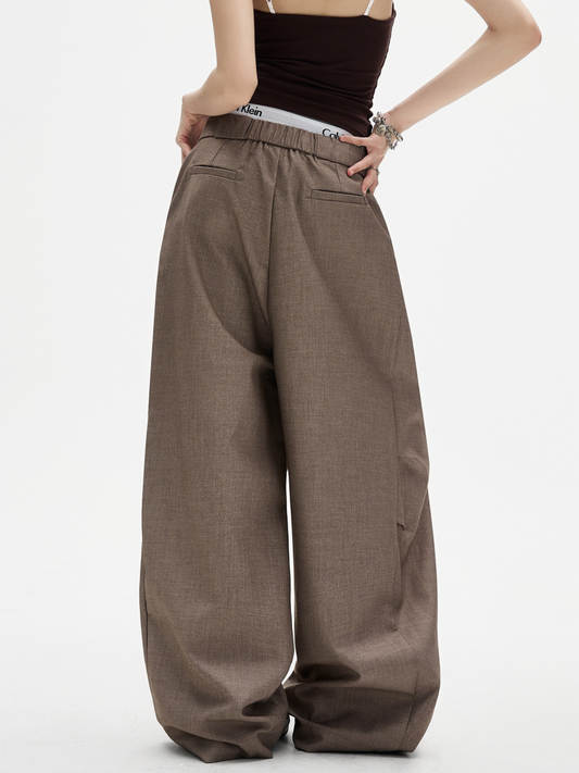 Ashshine – Plissierte weit geschnittene Stoffhose mit Kordelzug für Damen