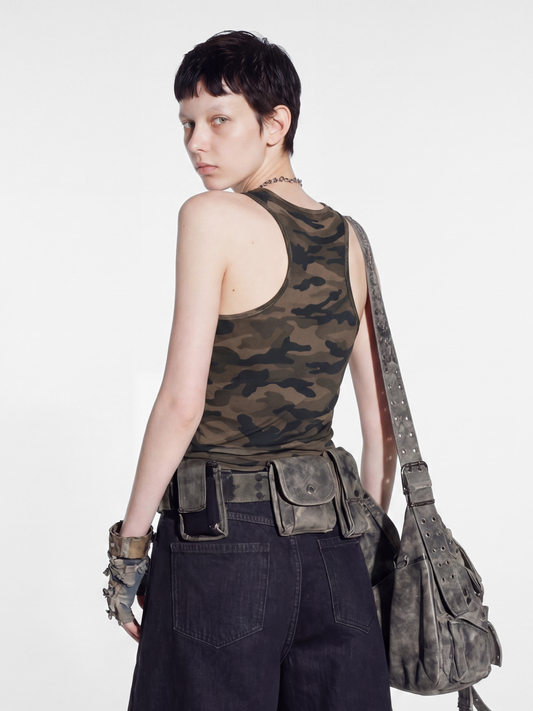 FoxTank – Damen-Trägertop mit Camo-Muster und Nieten