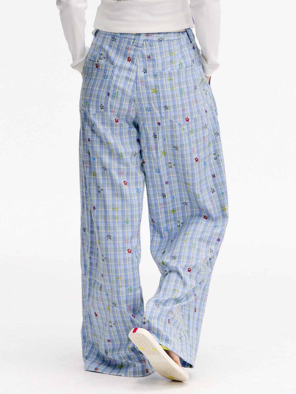 Ashlight - Leichte Damen-Hose mit Sternen-Karomuster und Kordelzug