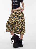 Underflow - Women's Camouflage Elastic Waist Wide-Leg Cropped Pants