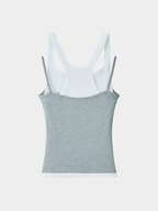 Caveveil - Women's Faux Two-Piece Ribbed Tank Top