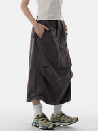 MontView - Women's Quick-Dry Drawstring Utility Midi Skirt
