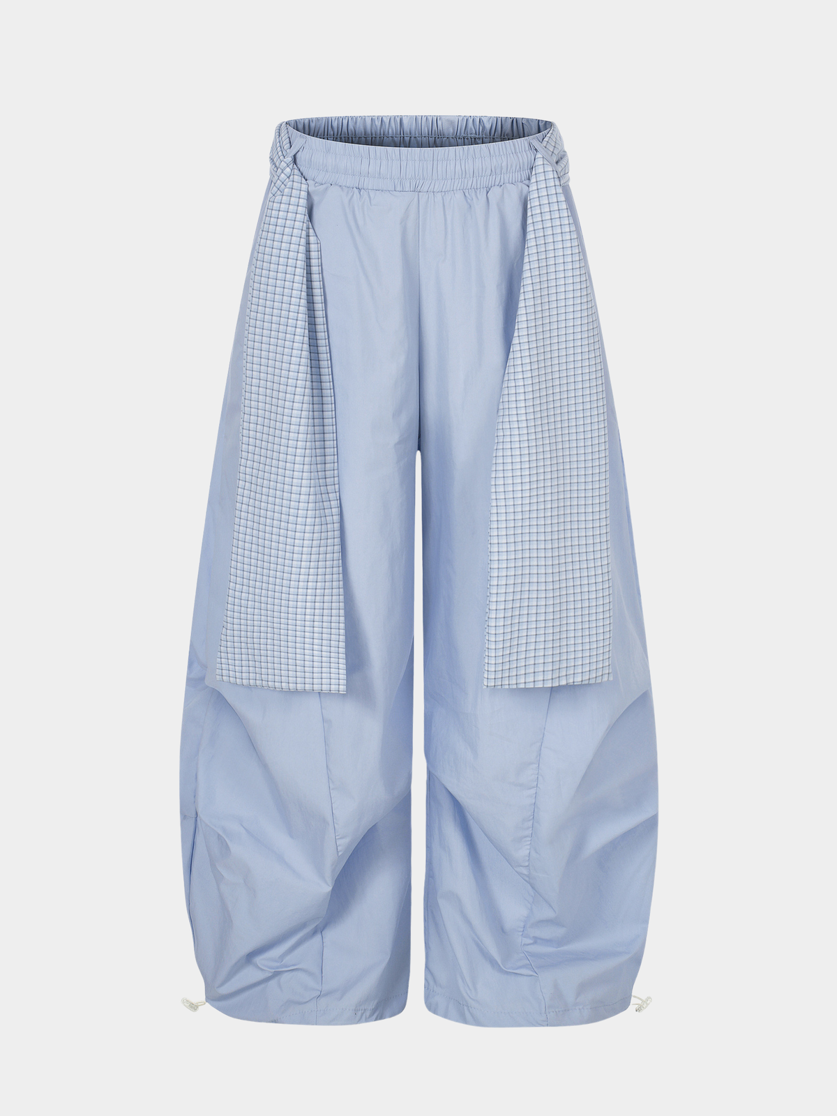 SoftEarth - Damen-Hose mit geradem Bein, Karoeinsatz und Gürtel