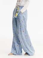 Ashlight - Women's Star Plaid Print Lightweight Drawstring Pants