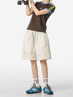 FoxLeap - Unisex Contrast Stitch Lightweight Breathable Sport Shorts