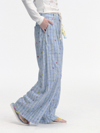 Ashlight - Women's Star Plaid Print Lightweight Drawstring Pants