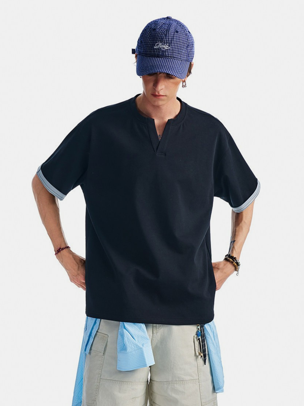 Thunderridge - Herren-T-Shirt mit Lagenlook-Rundhalsausschnitt