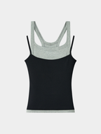 Caveveil - Women's Faux Two-Piece Ribbed Tank Top