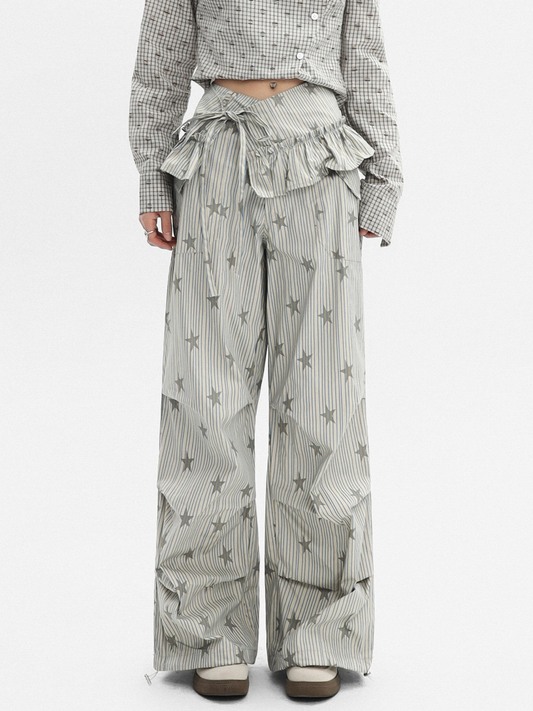 Ashflow - Damen-Cargohose mit Streifen- und Sternenmuster