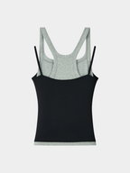 Caveveil - Women's Faux Two-Piece Ribbed Tank Top