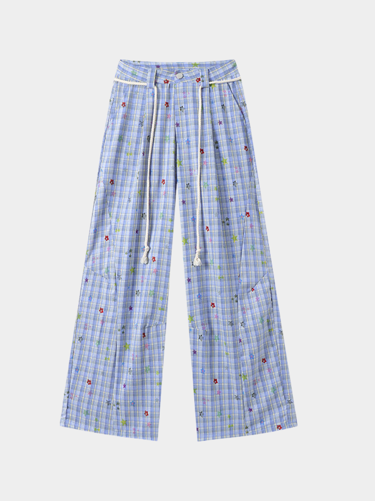 Ashlight - Leichte Damen-Hose mit Sternen-Karomuster und Kordelzug