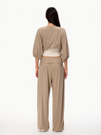 SilkTouch - Women's Contrast Balloon Sleeve Cropped Knit Set