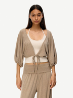 SilkTouch - Women's Contrast Balloon Sleeve Cropped Knit Set