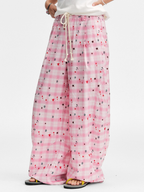 Ashlight - Women's Star Plaid Print Lightweight Drawstring Pants