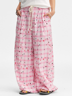 Ashlight - Women's Star Plaid Print Lightweight Drawstring Pants