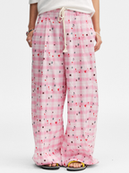 Ashlight - Women's Star Plaid Print Lightweight Drawstring Pants