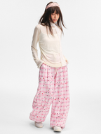 Ashlight - Women's Star Plaid Print Lightweight Drawstring Pants