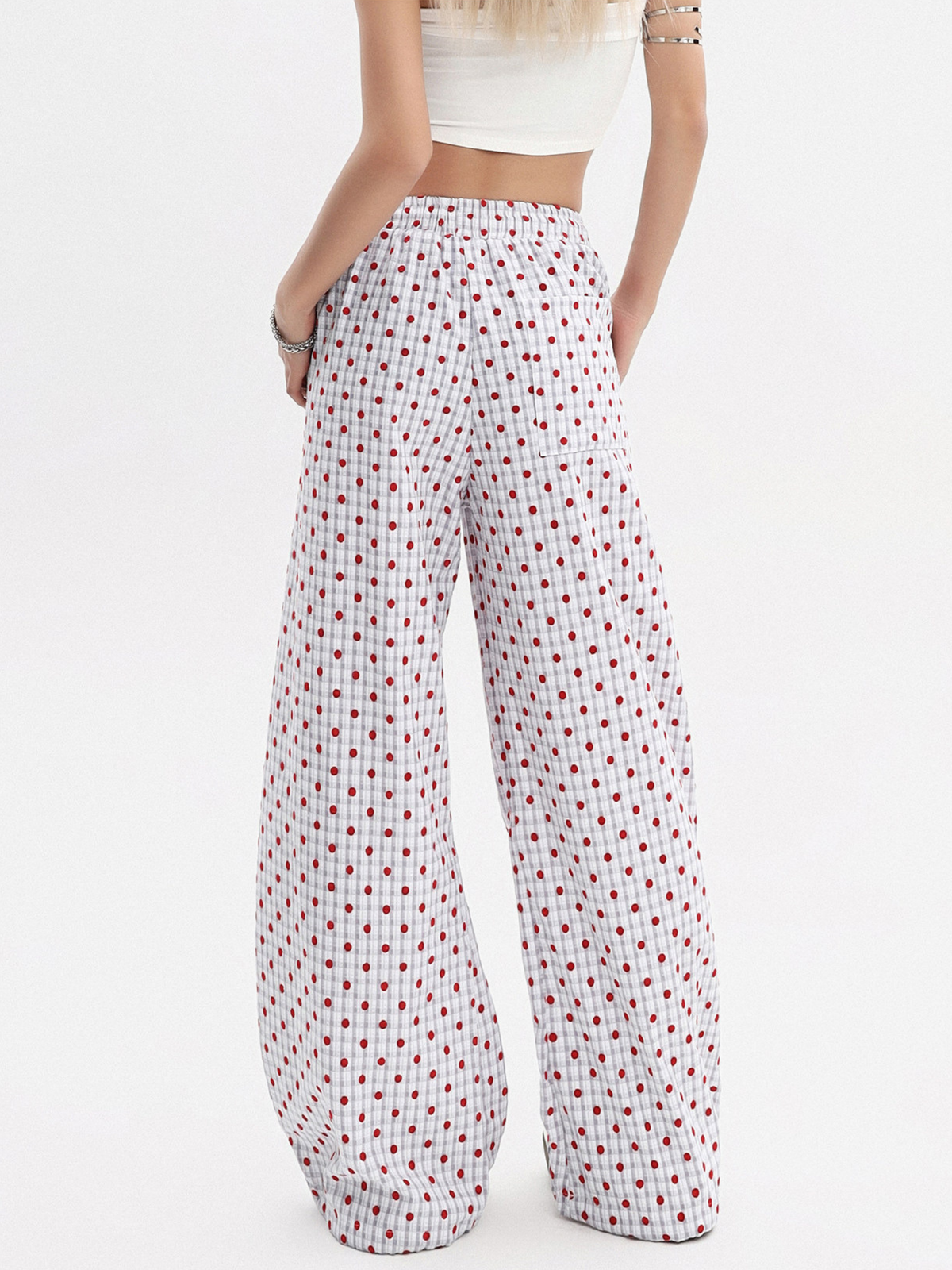 Ashview – Plissierte weit geschnittene Hose mit Punkten für Damen