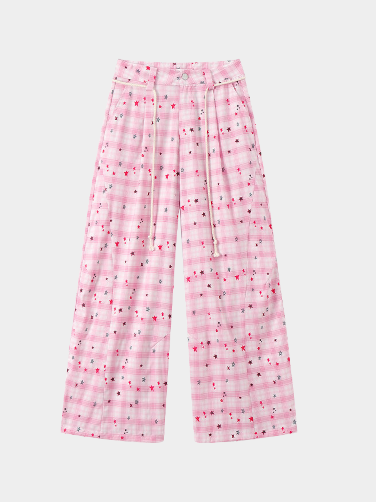 Ashlight - Leichte Damen-Hose mit Sternen-Karomuster und Kordelzug