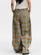 Ashlight - Women's Star Plaid Print Lightweight Drawstring Pants