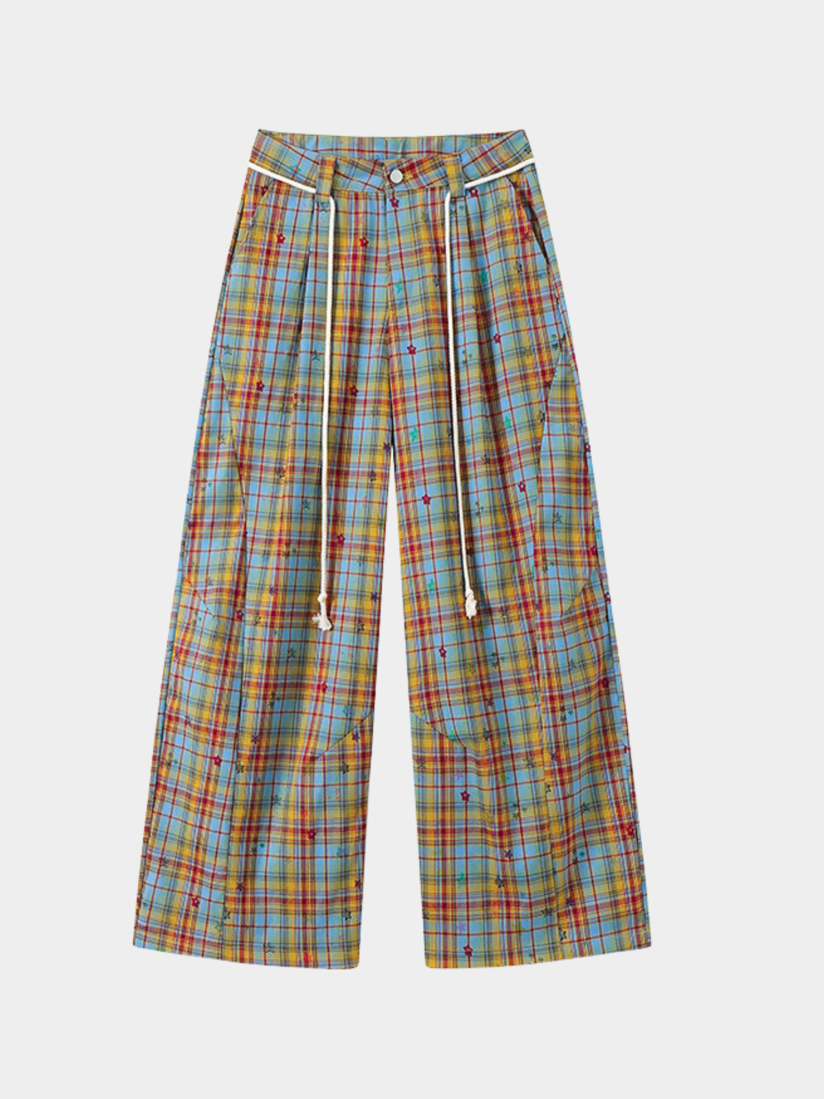 Ashlight - Leichte Damen-Hose mit Sternen-Karomuster und Kordelzug