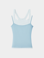 Caveveil - Women's Faux Two-Piece Ribbed Tank Top