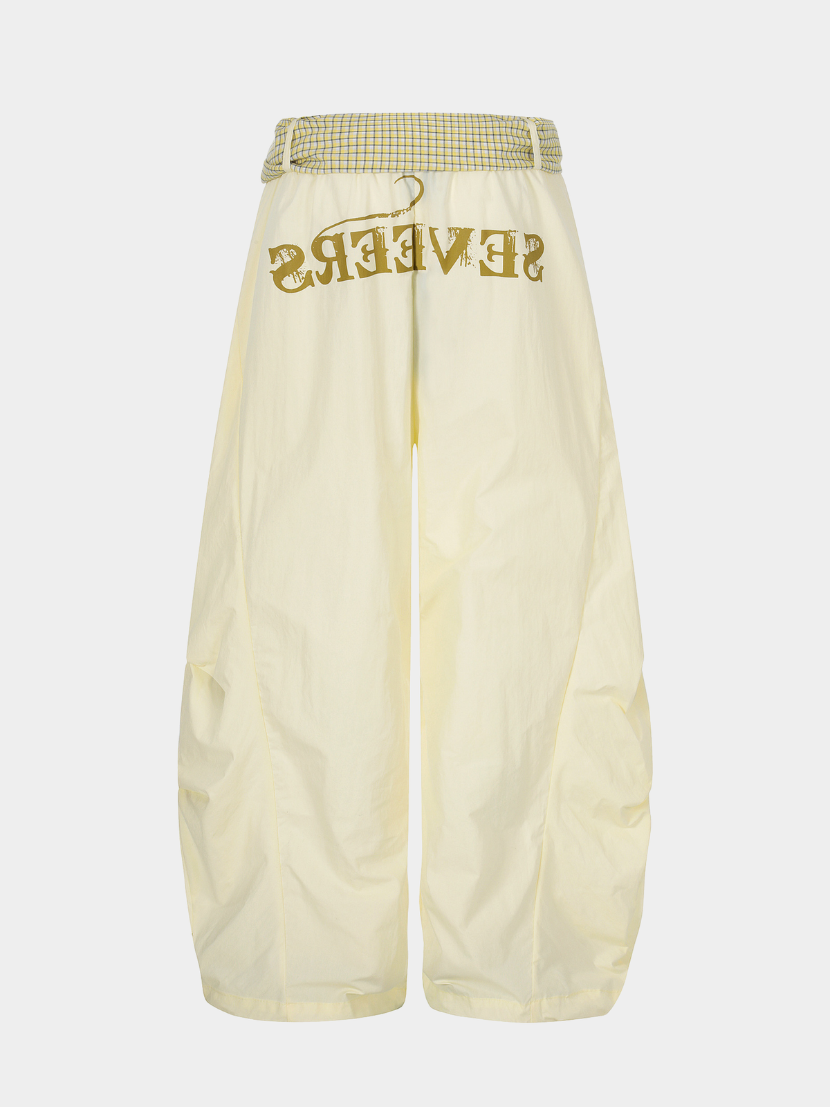 SoftEarth - Damen-Hose mit geradem Bein, Karoeinsatz und Gürtel
