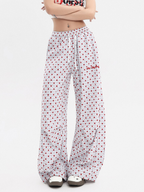 Ashview - Women's Pleated Polka Dot Wide-Leg Pants