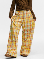 Ashlight - Women's Star Plaid Print Lightweight Drawstring Pants