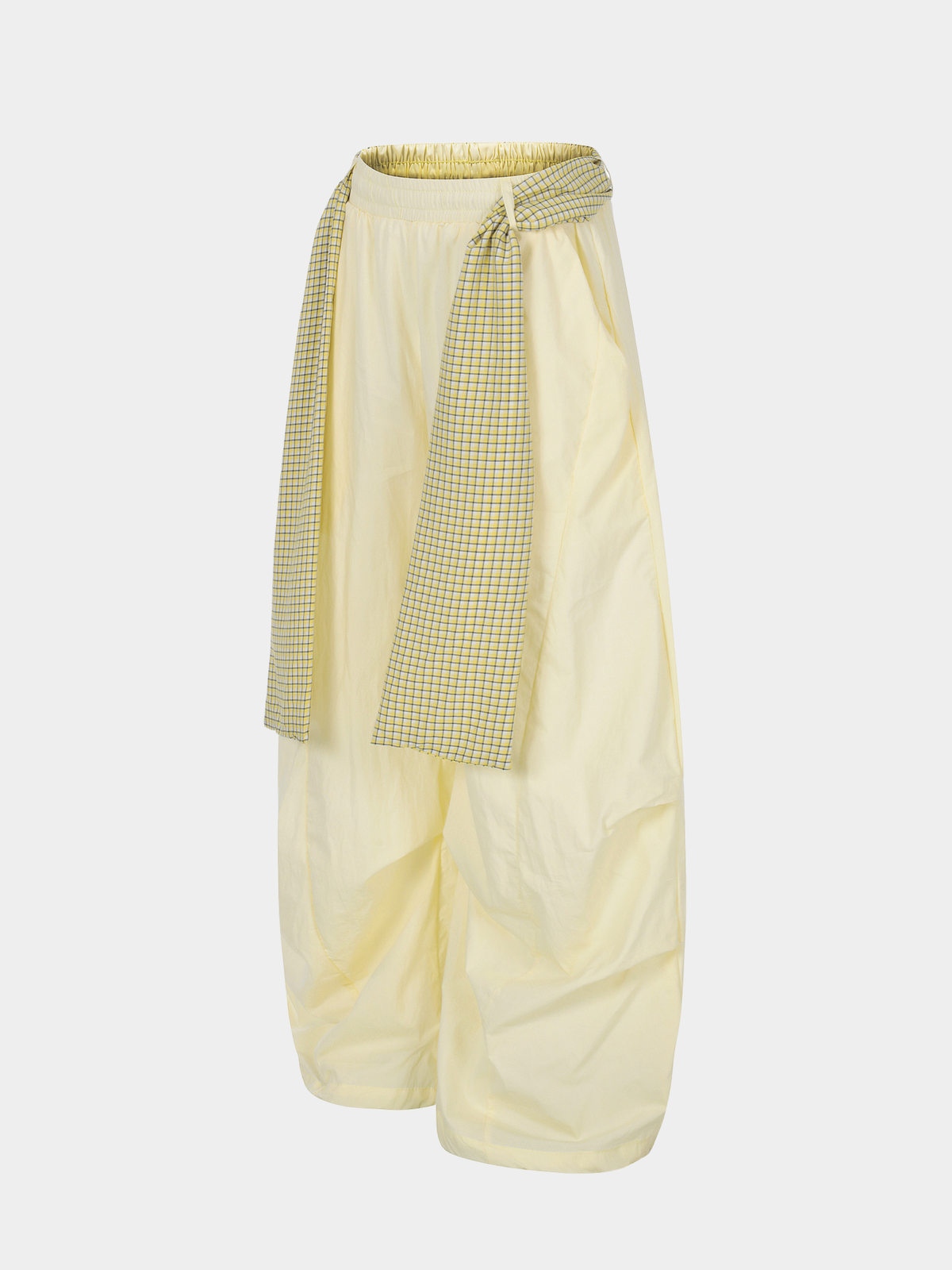 SoftEarth - Damen-Hose mit geradem Bein, Karoeinsatz und Gürtel