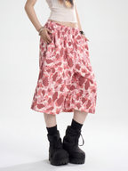 Underflow - Women's Camouflage Elastic Waist Wide-Leg Cropped Pants