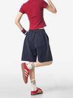 FoxLeap - Unisex Contrast Stitch Lightweight Breathable Sport Shorts