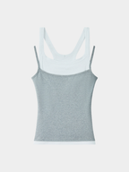 Caveveil - Women's Faux Two-Piece Ribbed Tank Top