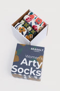 Geschenkbox mit 4 Paar Damen-Socken mit Blumenmuster