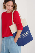 Canvas Navy Blue Logo Tote Bag