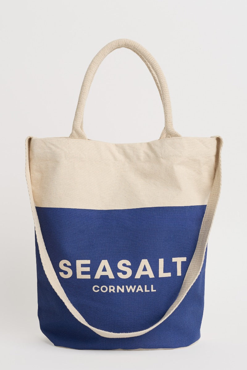 Canvas Navy Blue Logo Tote Bag