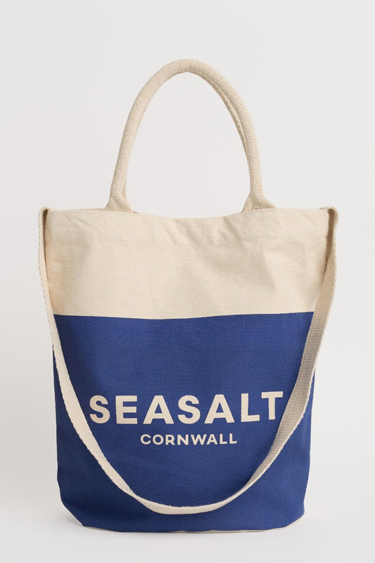 Canvas Navy Blue Logo Tote Bag