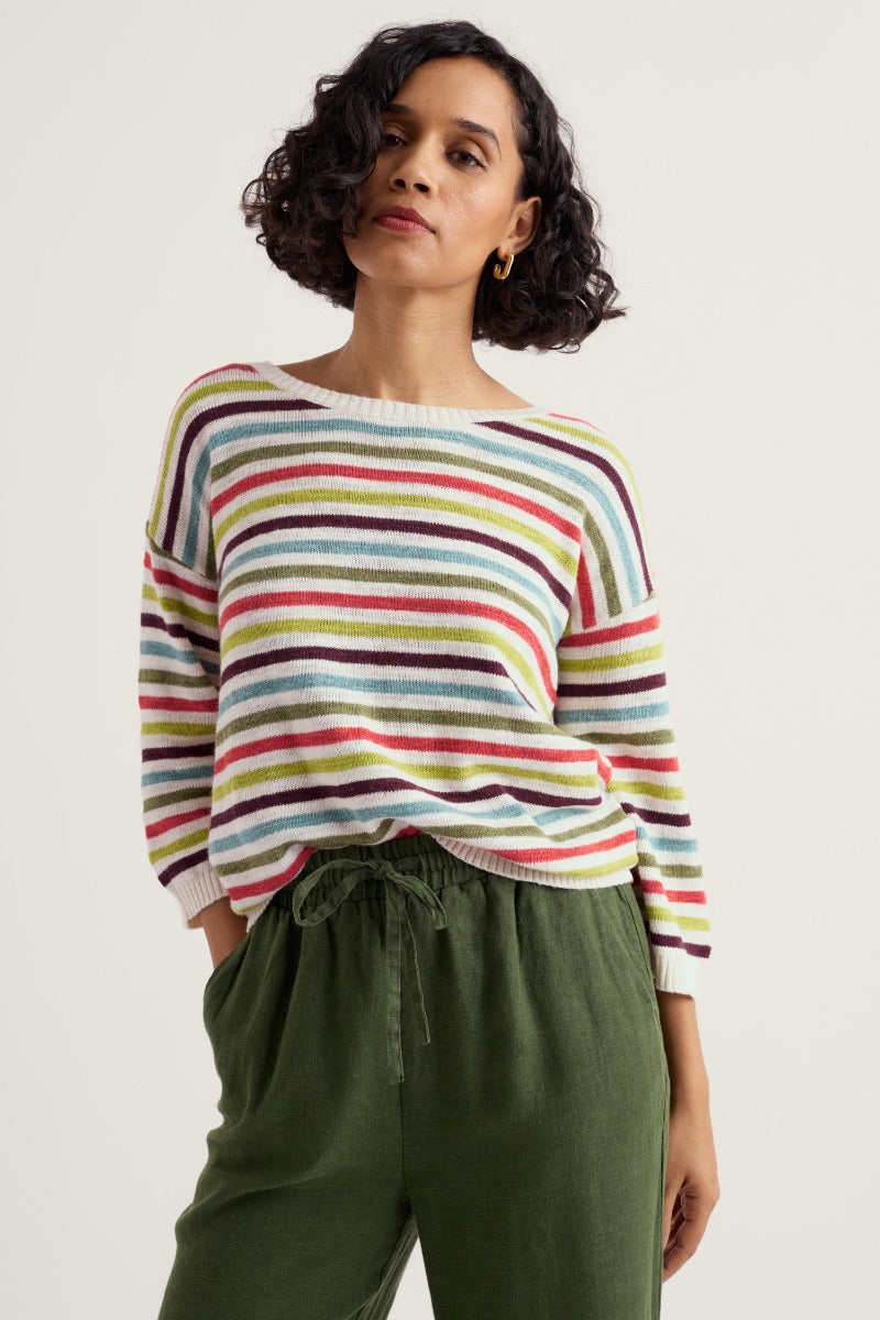 Knavock Gestreifter Pullover aus Leinen und Bio-Baumwolle