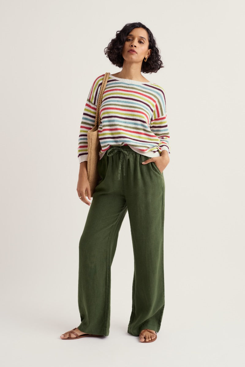 Knavock Gestreifter Pullover aus Leinen und Bio-Baumwolle