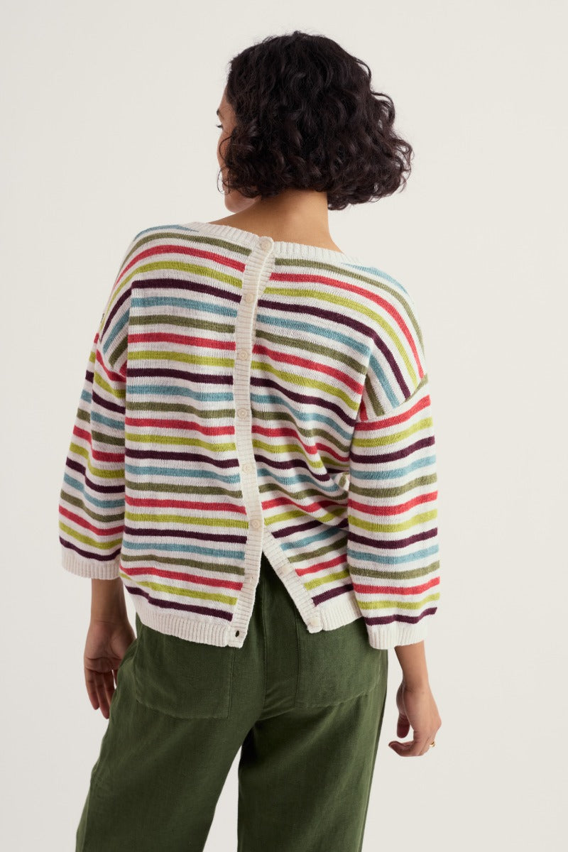 Knavock Gestreifter Pullover aus Leinen und Bio-Baumwolle
