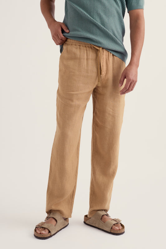 Herren-Leinenhose mit Bindegürtel