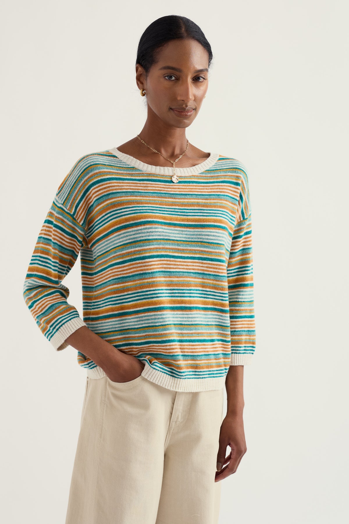 Knavock Gestreifter Pullover aus Leinen und Bio-Baumwolle