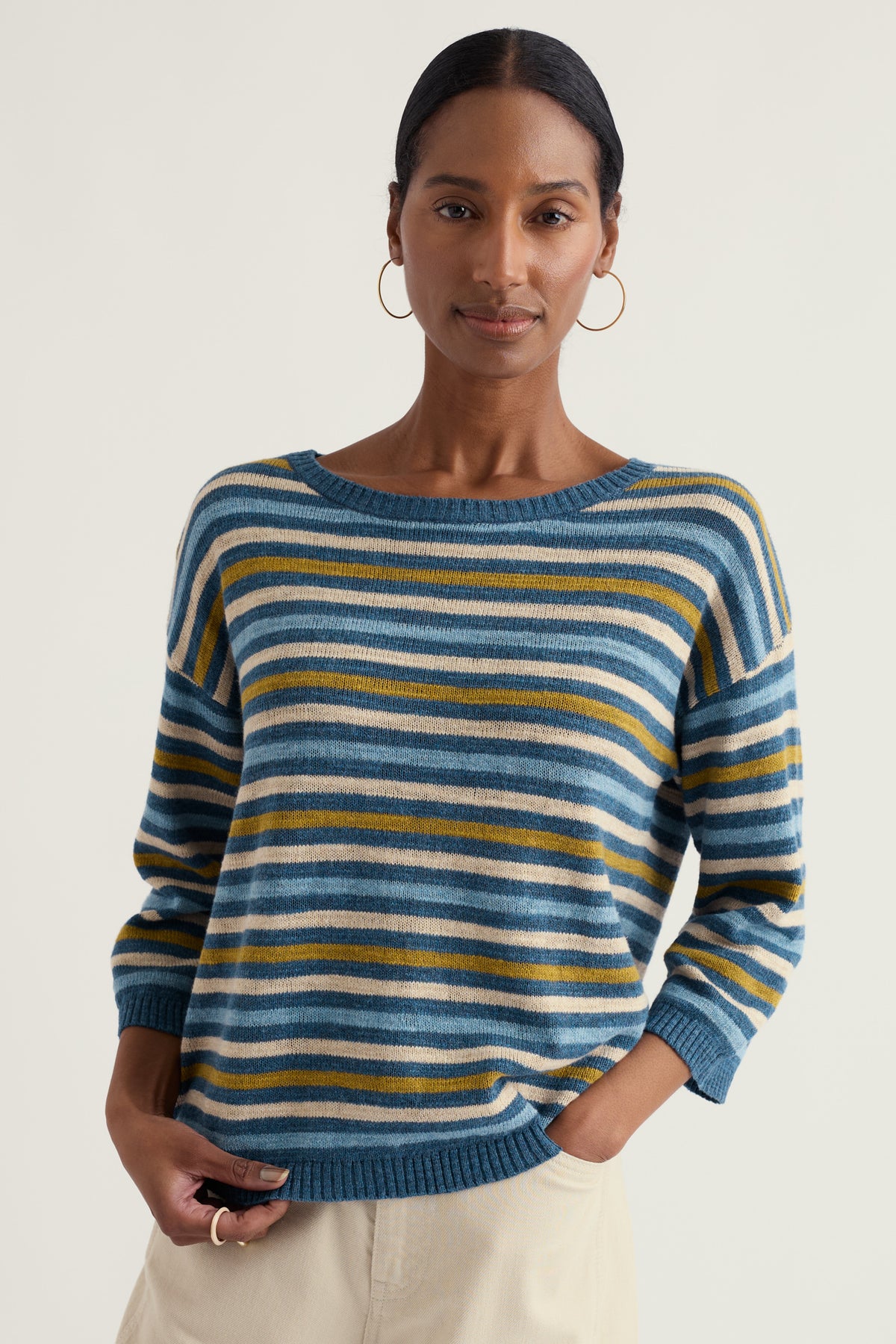 Knavock Gestreifter Pullover aus Leinen und Bio-Baumwolle