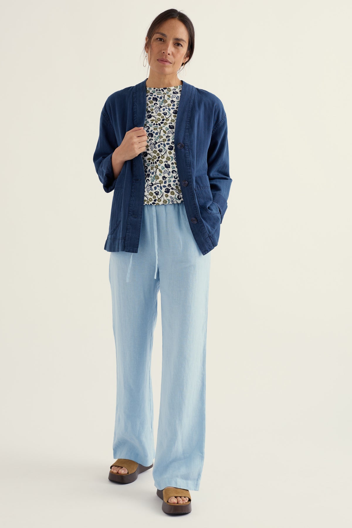 Tide Flow Wide Leg Linen Trousers