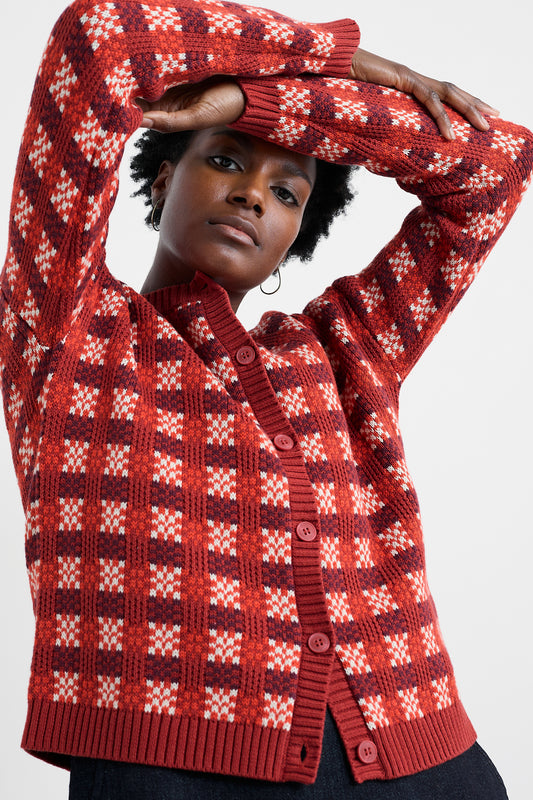 Kensa Organic Cotton Checked Cardigan