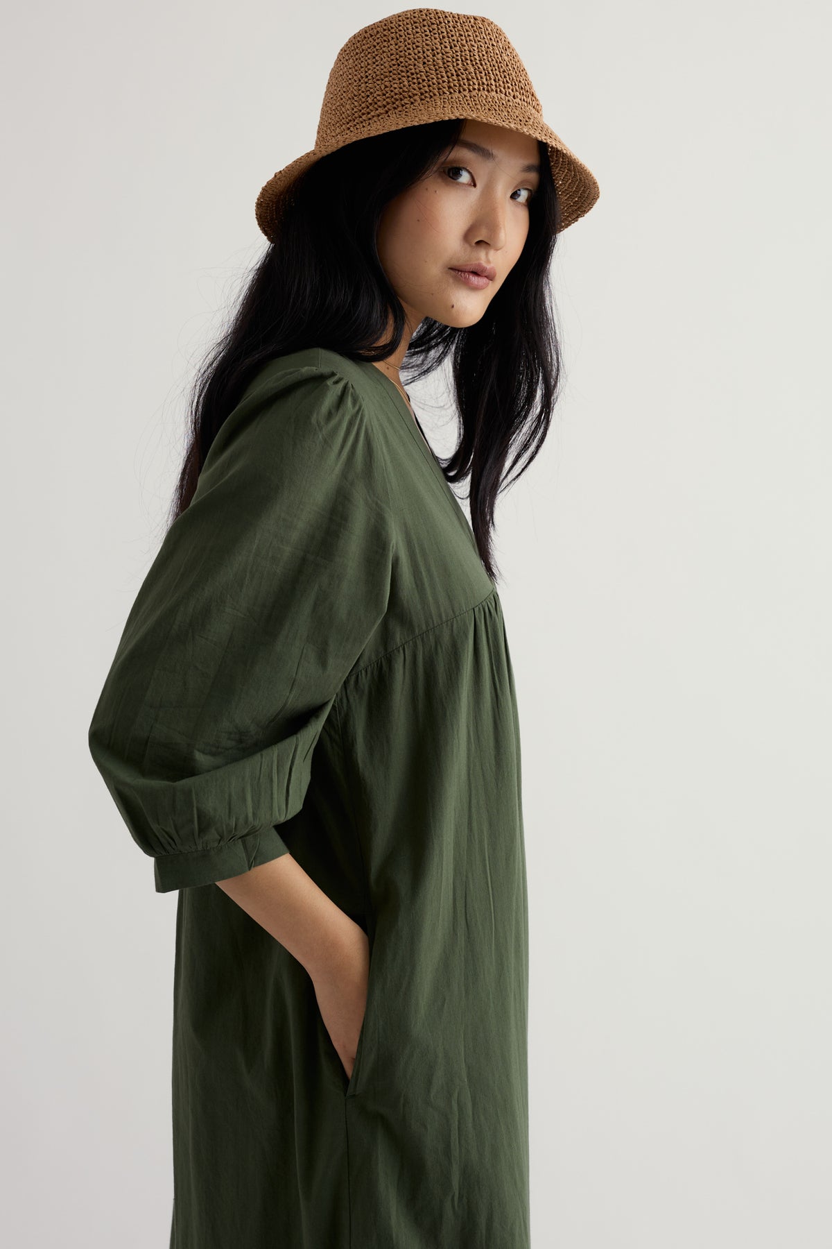 Kaftankleid in Erdtönen aus GOTS-zertifiziertem Bio-Baumwoll-Voile