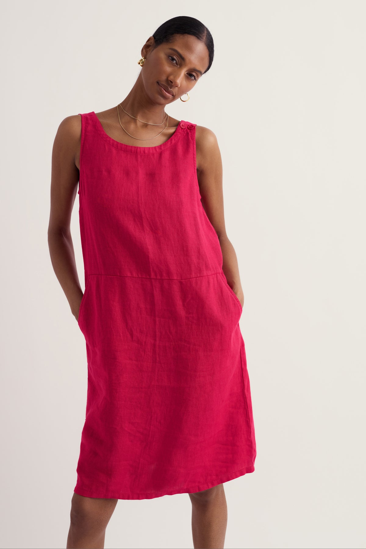 Leinen-Schürzenkleid in Salt Weave