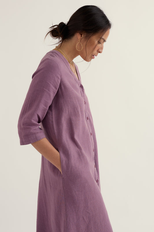 Word Posey Linen Shift Dress