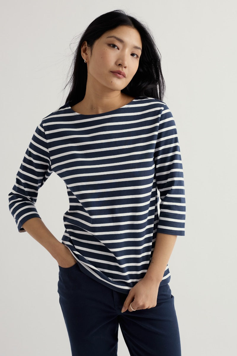 Sailor-Oberteil mit 3/4-Arm aus GOTS-zertifiziertem Bio-Baumwolljersey
